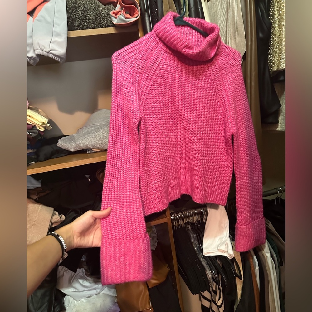 Pink mock neck turtle neck sweater